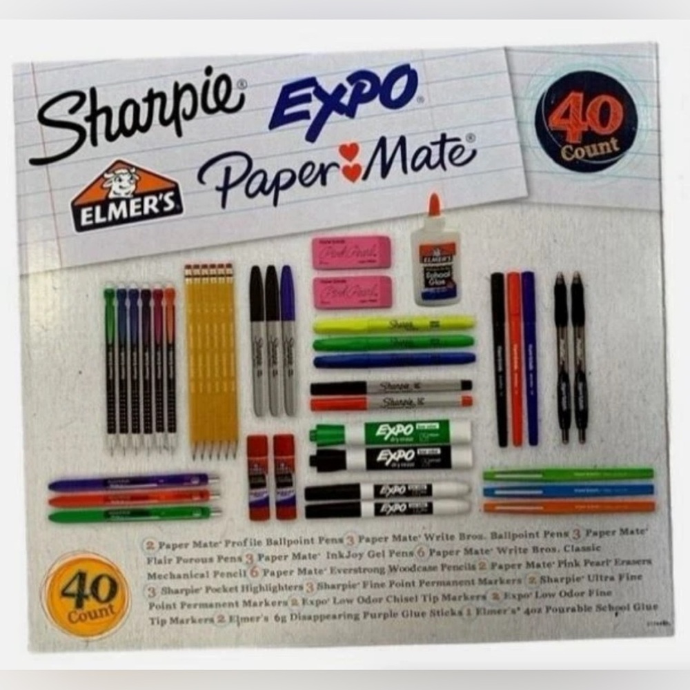 Sharpie Expo Elmer's Paper Mate 40 Count School Supplies NEW